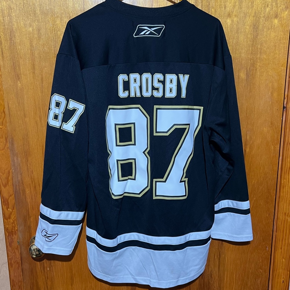 Pittsburgh Penguins Sidney Crosby Reebok CCM Screen Printed Jersey Size Medium - Picture 1 of 12